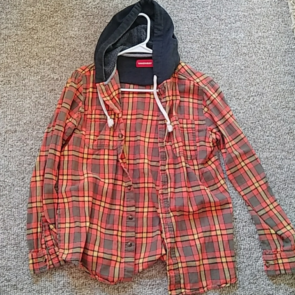 Button up hooded flannel